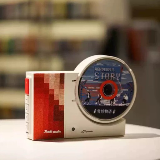 Bluetooth CD Player Retro Wall Mounted with Remote Control for Home Audio Red