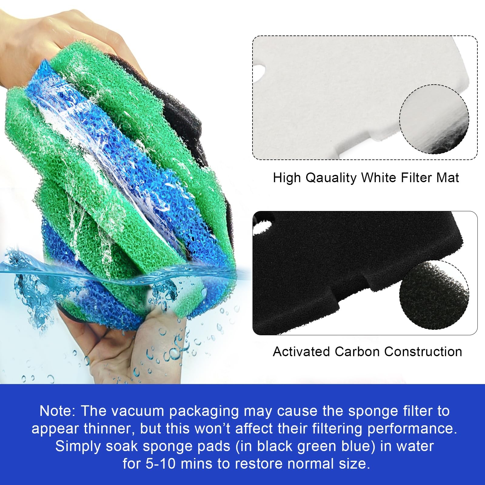 16 PCS Replacement Canister Filter Pads Compatible with SUNSUN White