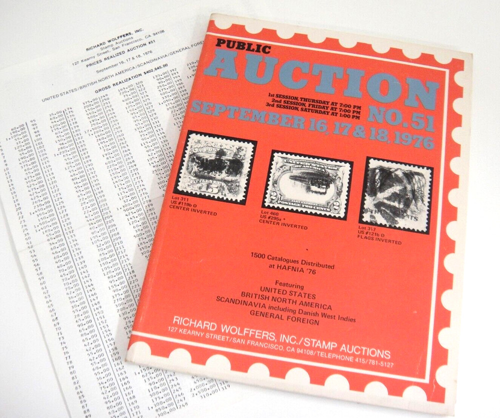 Wolffers Stamp Auction Catalog 1976 w Prices Realized  Proofs Inverts Air Mail