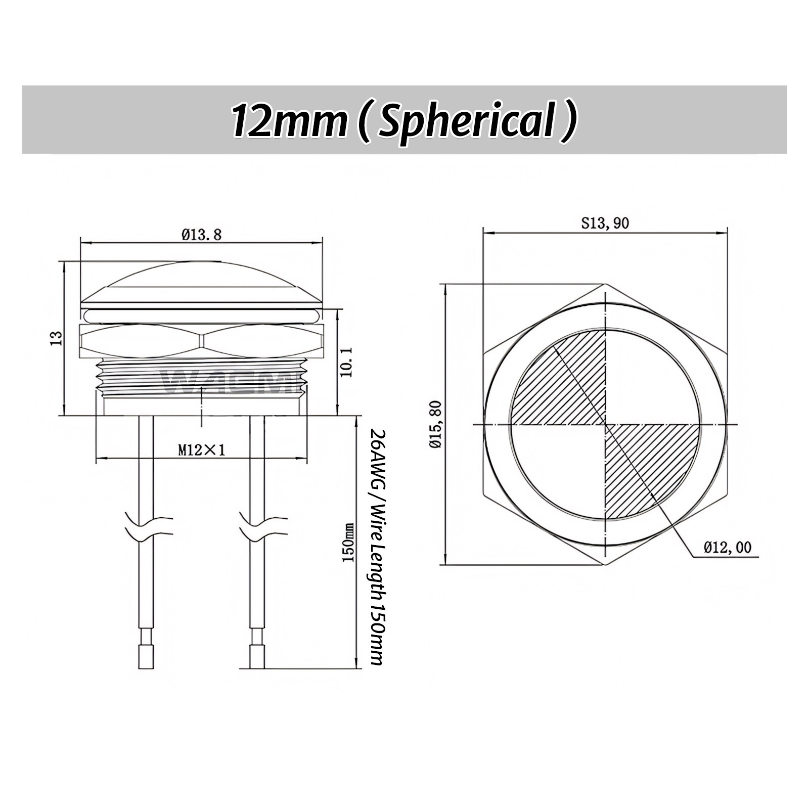 Metal Indicator Light LED Waterproof Small Line Power Signal Light AC/DC 3V-220V