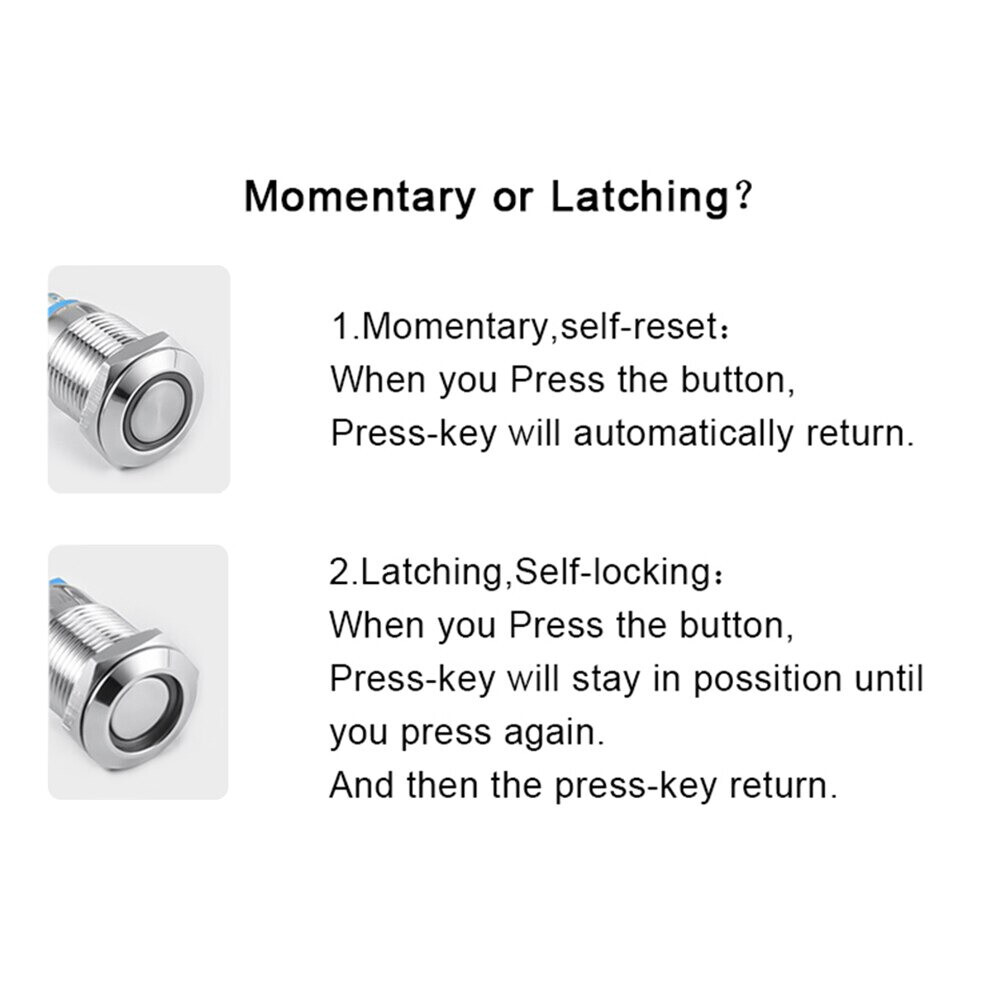 Two Color Customize Black Metal Push Button Switch ON OFF Momentary Latching