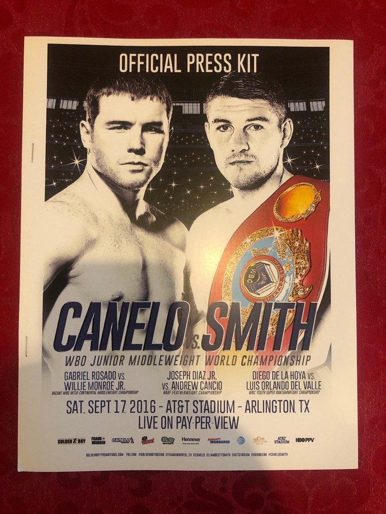 Canelo Alvarez vs. Liam Smith official boxing media press kit program