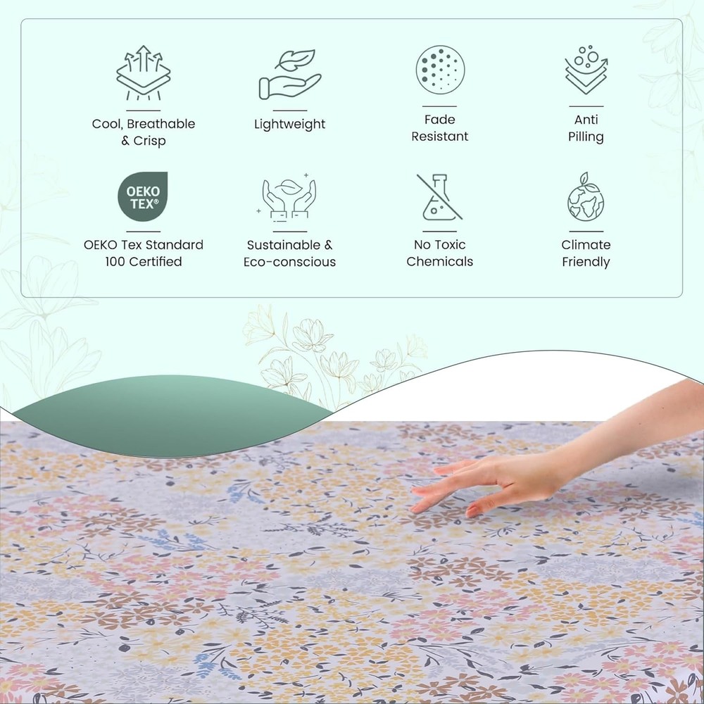 Feather & Stitch Softest 100% Cotton Sheets, 300 Thread Count Percale Weave B...