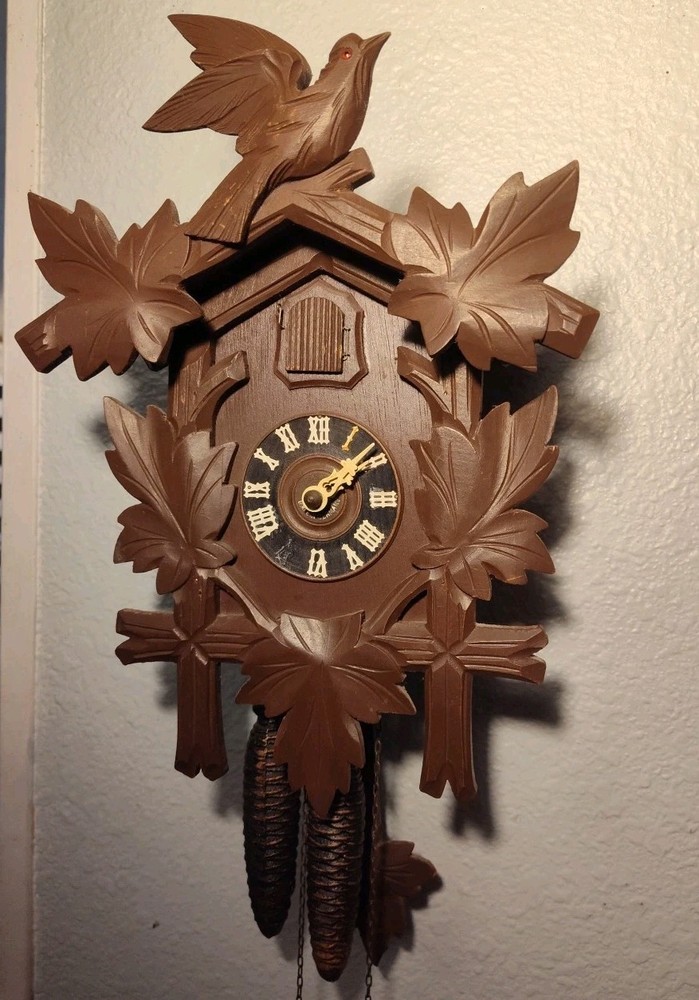 Hubert Herr Cuckoo Clock German Made Black Forest Works 1 Clock Number Missing