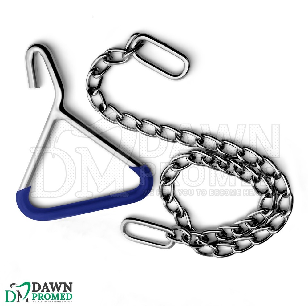 Calf Pulling Chain Hook Handle Birth Calving Blue PVC Grip Veterinary Instrument
