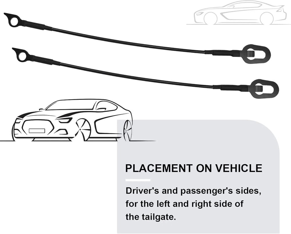 Pair Rear Tailgate Cables Lift Gate Support Straps Compatible with 1994-2002 Ram