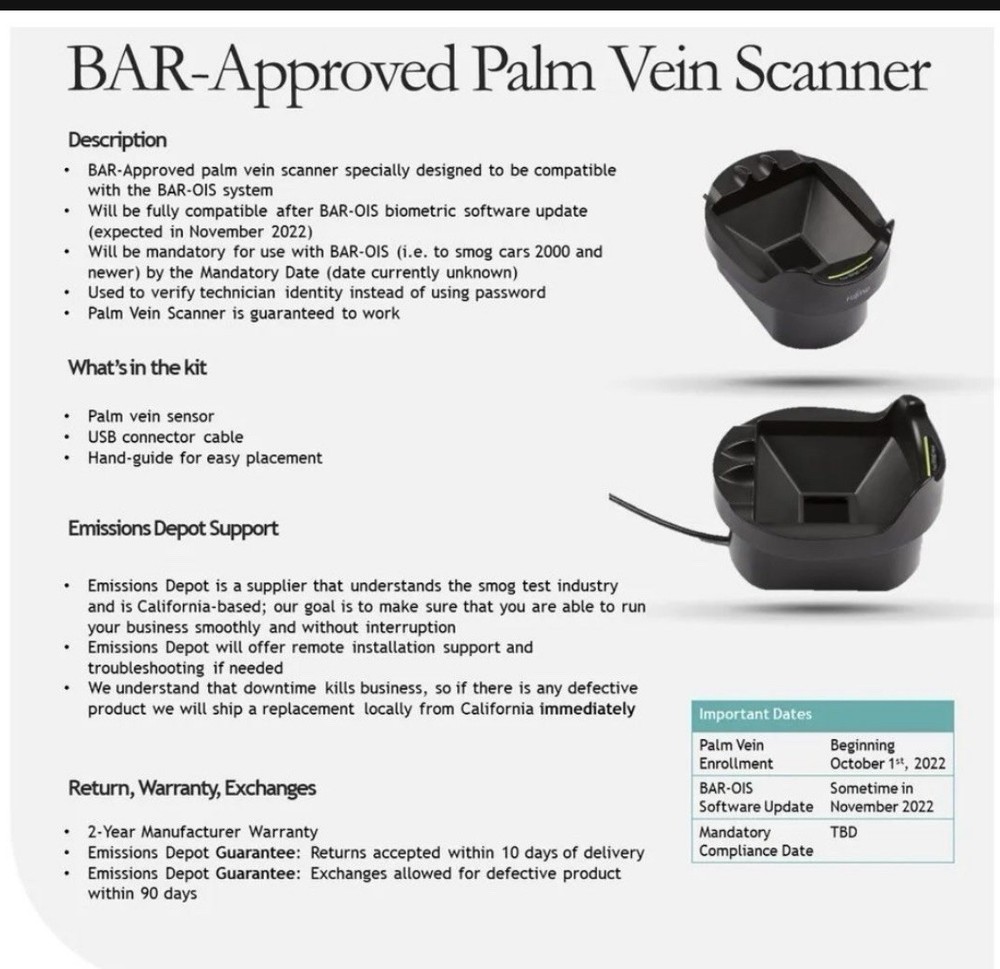 Fujitsu Biometric Palm Vein Scanner