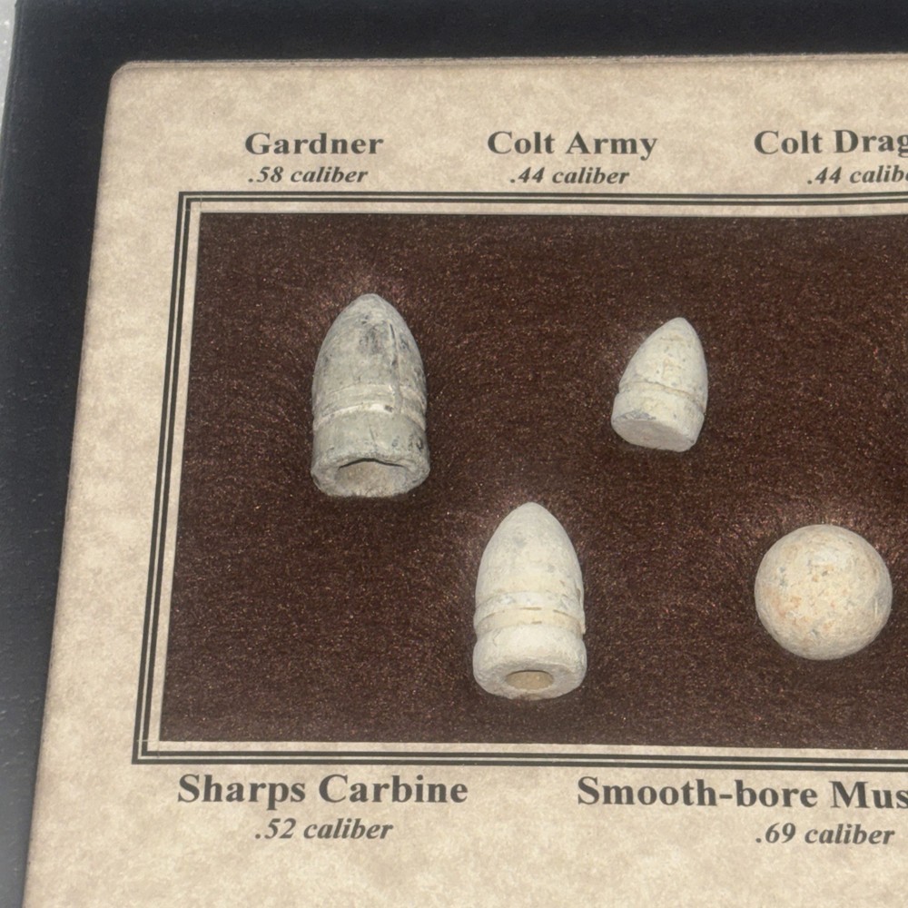7 Civil War Bullets in Matted Display Case