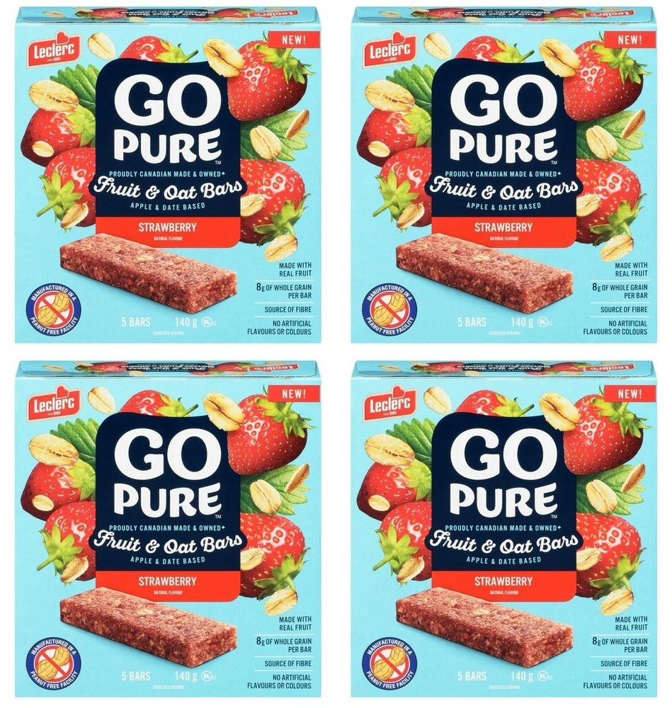 Go Pure Strawberry Fruit & Oat Bars, 5 Bars, 140g (4 Pack)