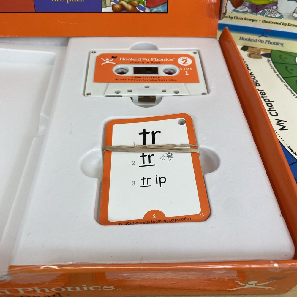 Hooked On Phonics Learn To Read Level 2 Audio Tapes Flash Cards Orange Workbook