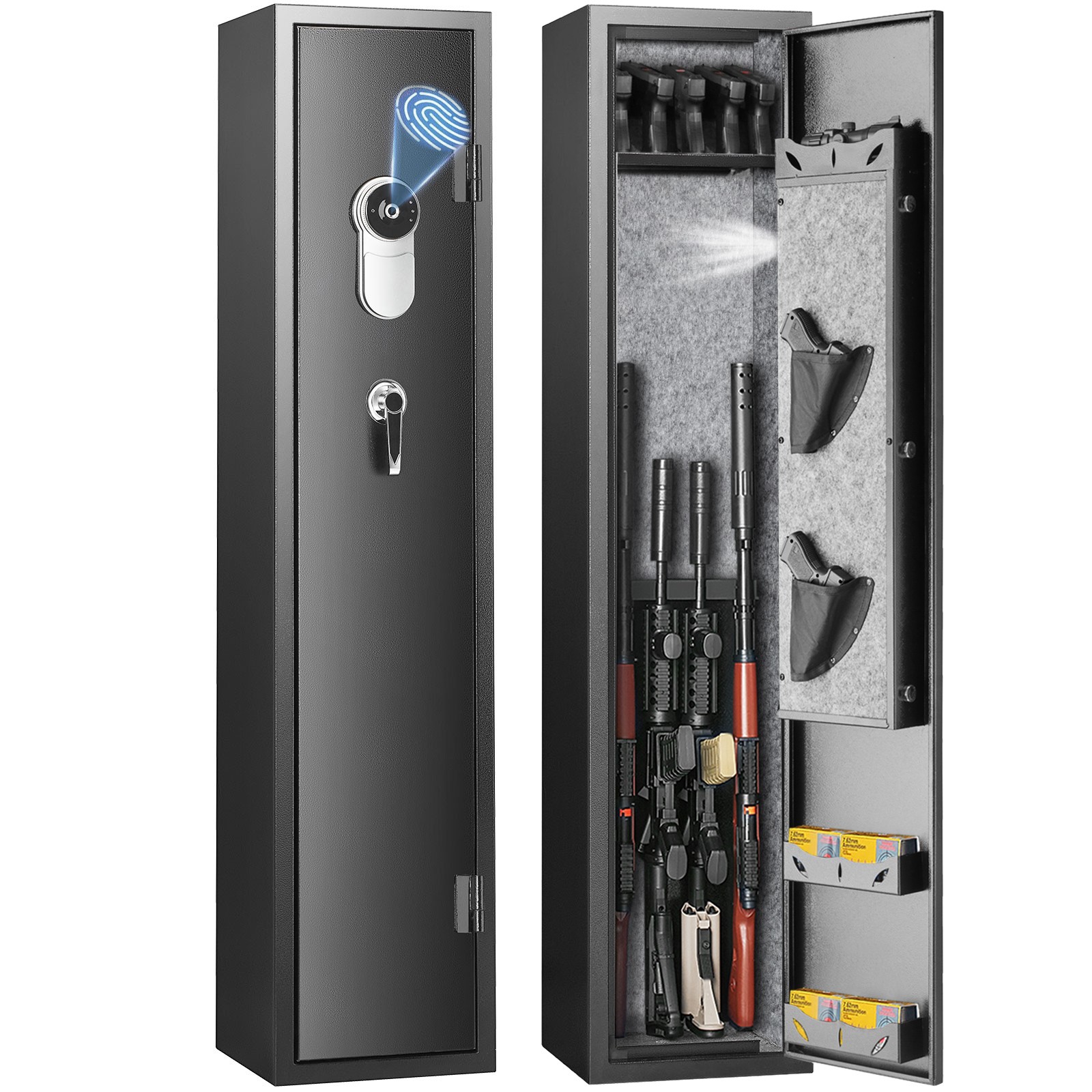 Gun Safe Rifle Safe with Fingerprint Lock for 5 Rifles and 4 Pistols