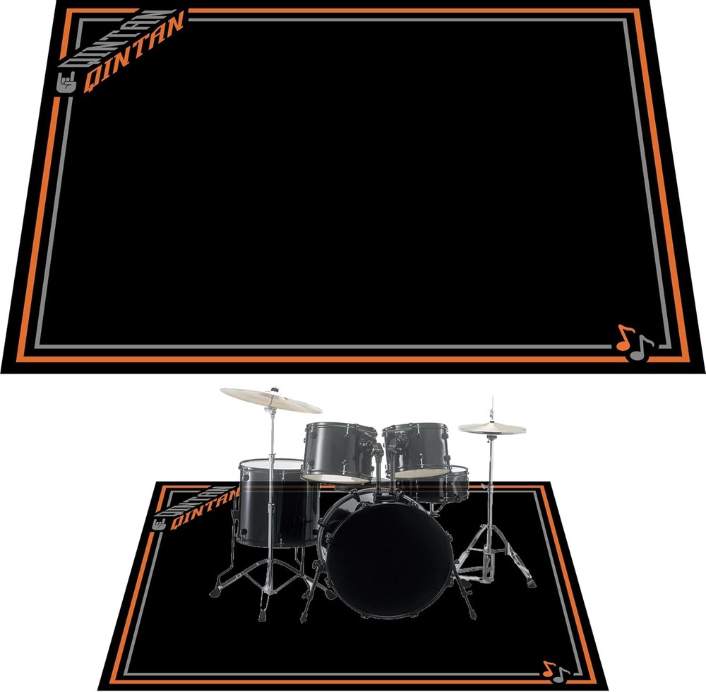 Drum Rug, Mat with 5'3" x 3'11" (Rectangular), Orange & Gray