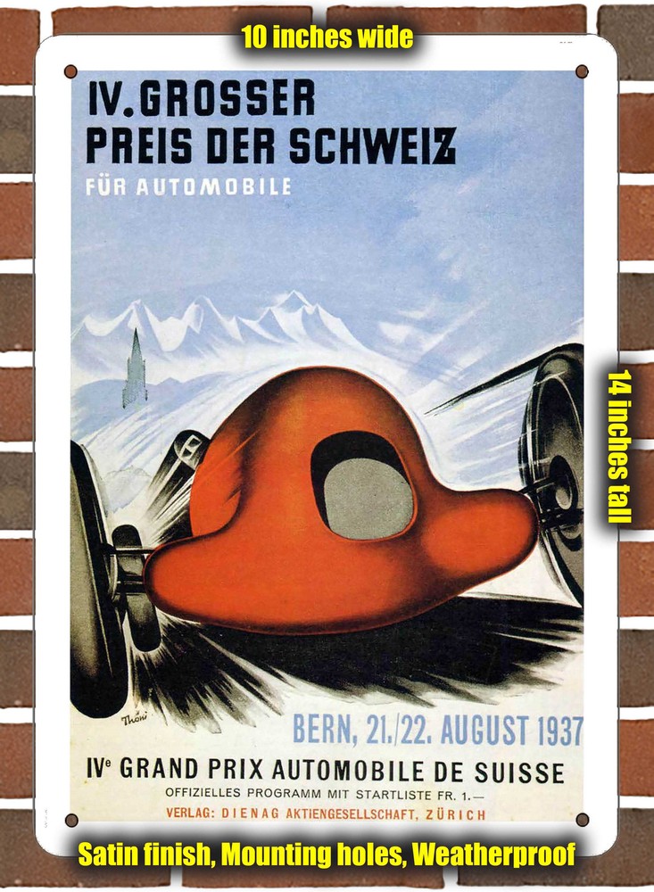 Metal Sign - 1937 Bern-Bremgarten Racing Program - 10x14 inches
