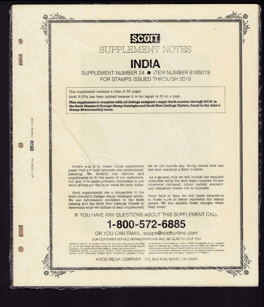 Scott India 2019 #24* NEW  and wrapped aka 618S019^