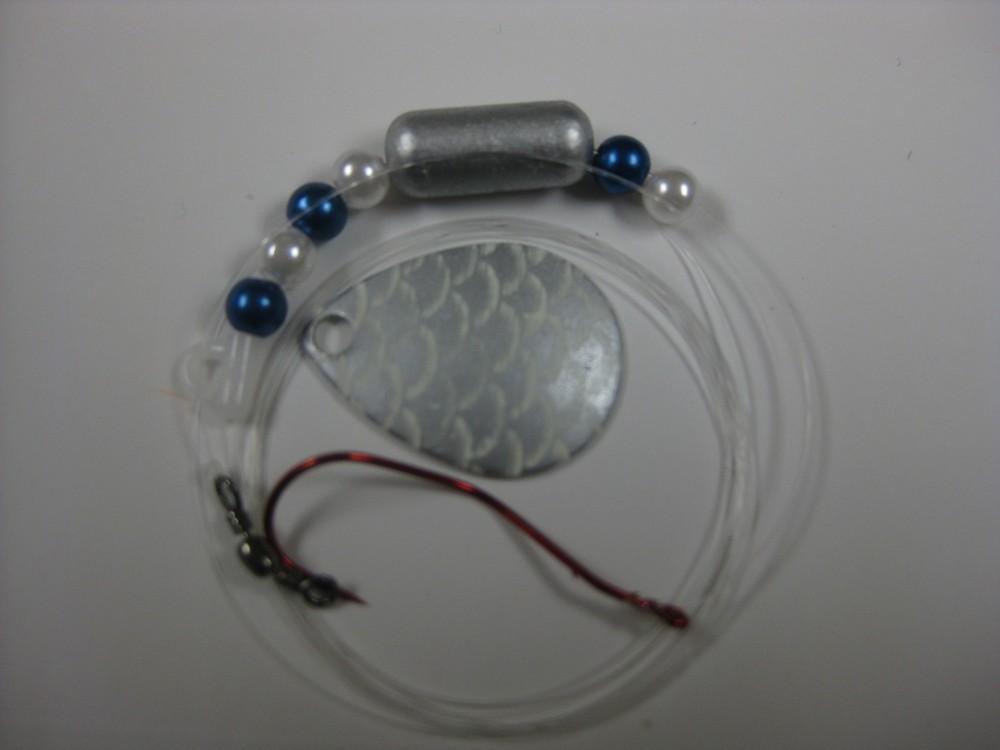 Walleye Red Slow Death Hook Floating Spinner Blades Rigs (Glow Silver Scale)