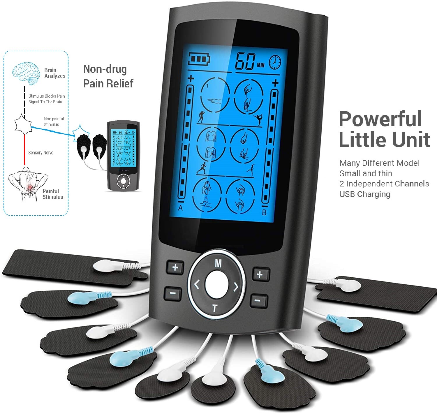COCOPU 24 Modes Tens Unit Muscle Stimulator Machine Pulse Massager Pain Relief