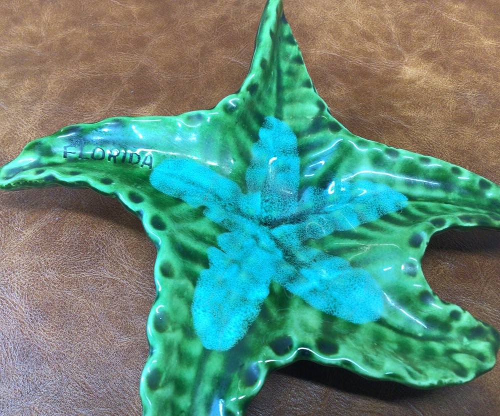 VTG Florida Ceramic Ashtray Starfish Shaped 8”