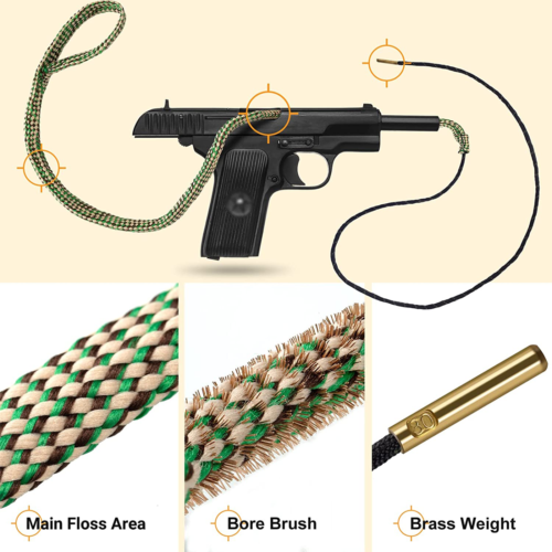 Bore Rope Gun Snake Barrel Cleaners .22 thru .45 & 12 20 Ga Rifle Shotgun Pistol