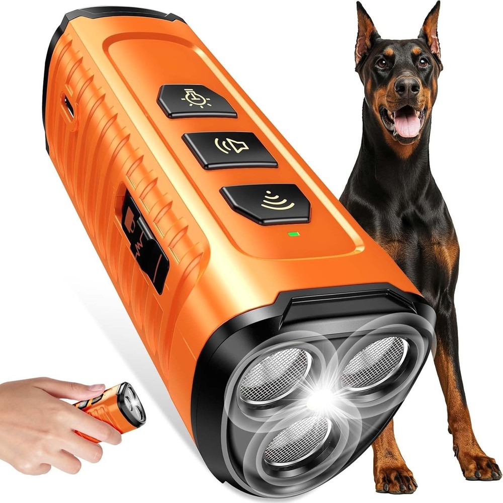 Humane 3X Ultrasonic Dog Bark Deterrent - 5 Modes & 50FT Range, Compact Design