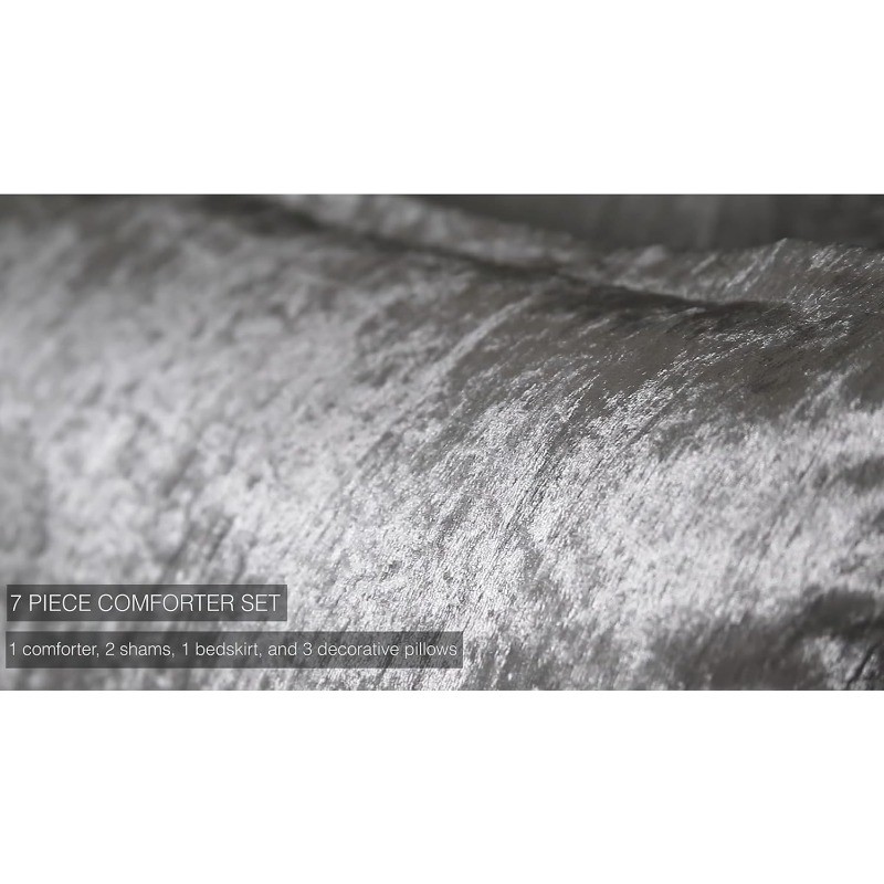 Turin Comforter Set, King, Silver, 7 Piece Set