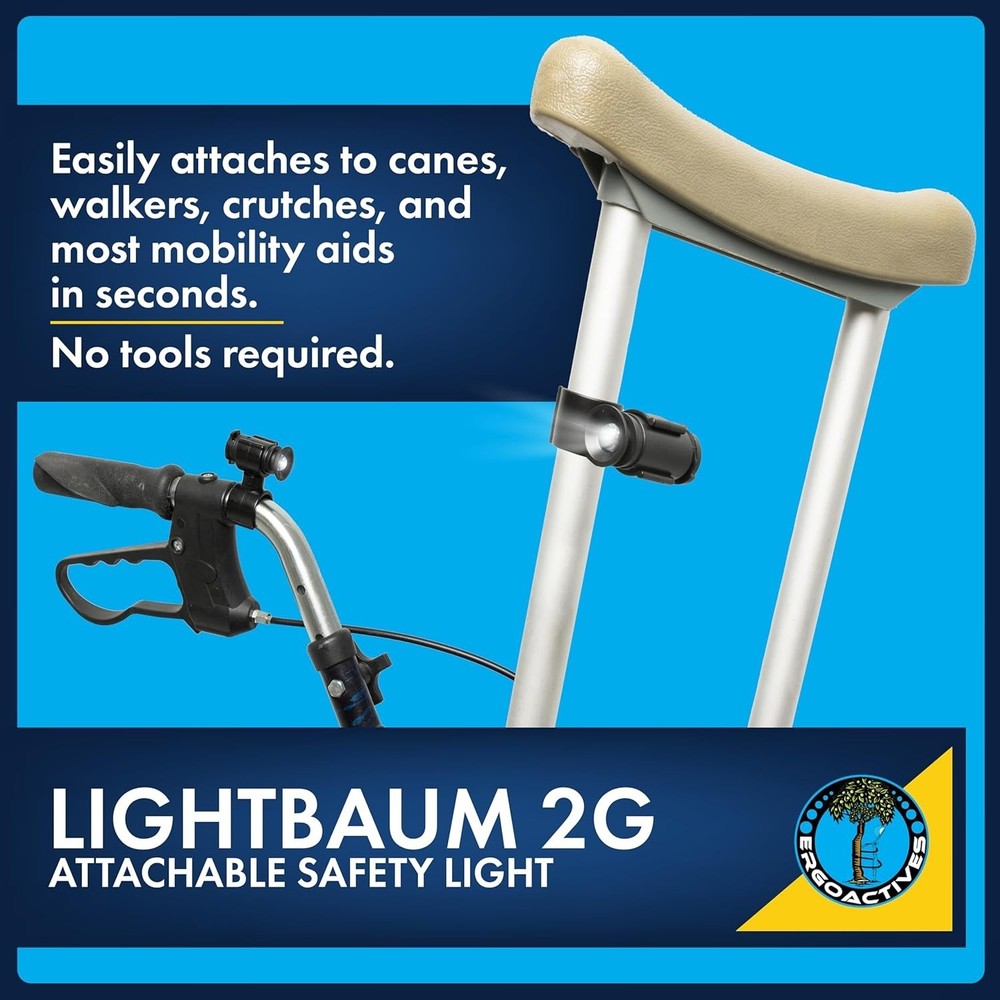 2G- New Improved Adjustable LED Flashlight for Crutches, Canes, & Walkers, He...