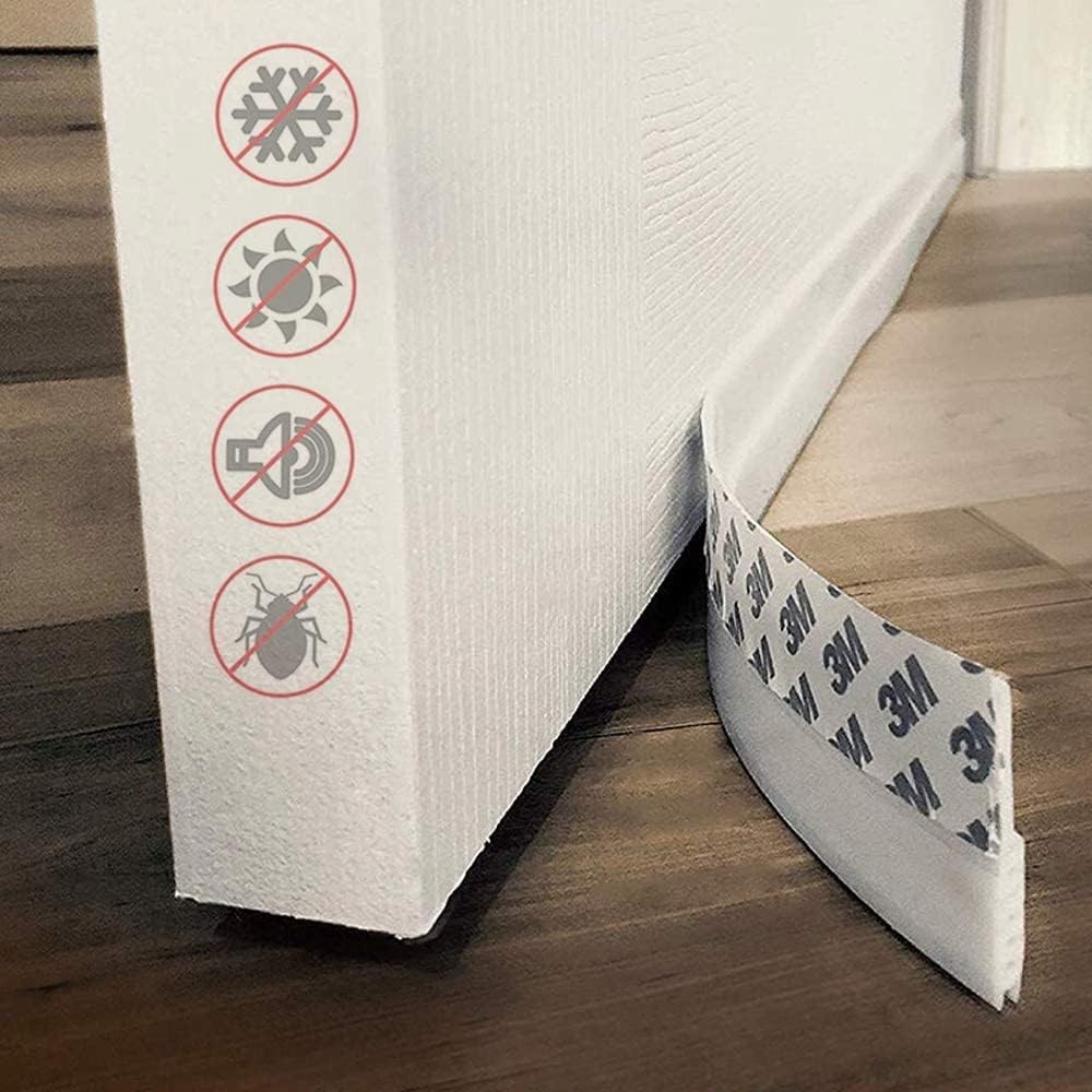 Under Door Draft Stopper, 39" Seal for 2 Pack, White