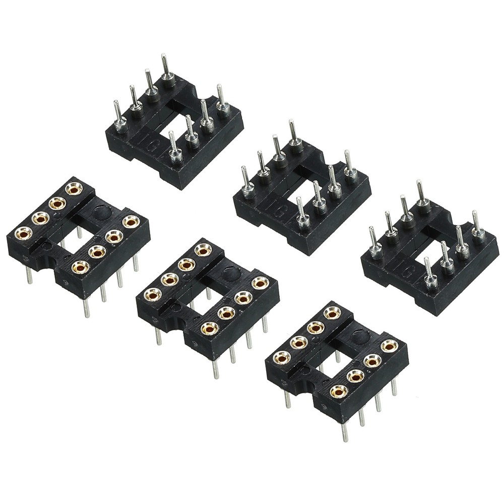 6pcs DIP IC Chip Socket Adapter Round Pin 8P 2.54mm Pitch IC Socket