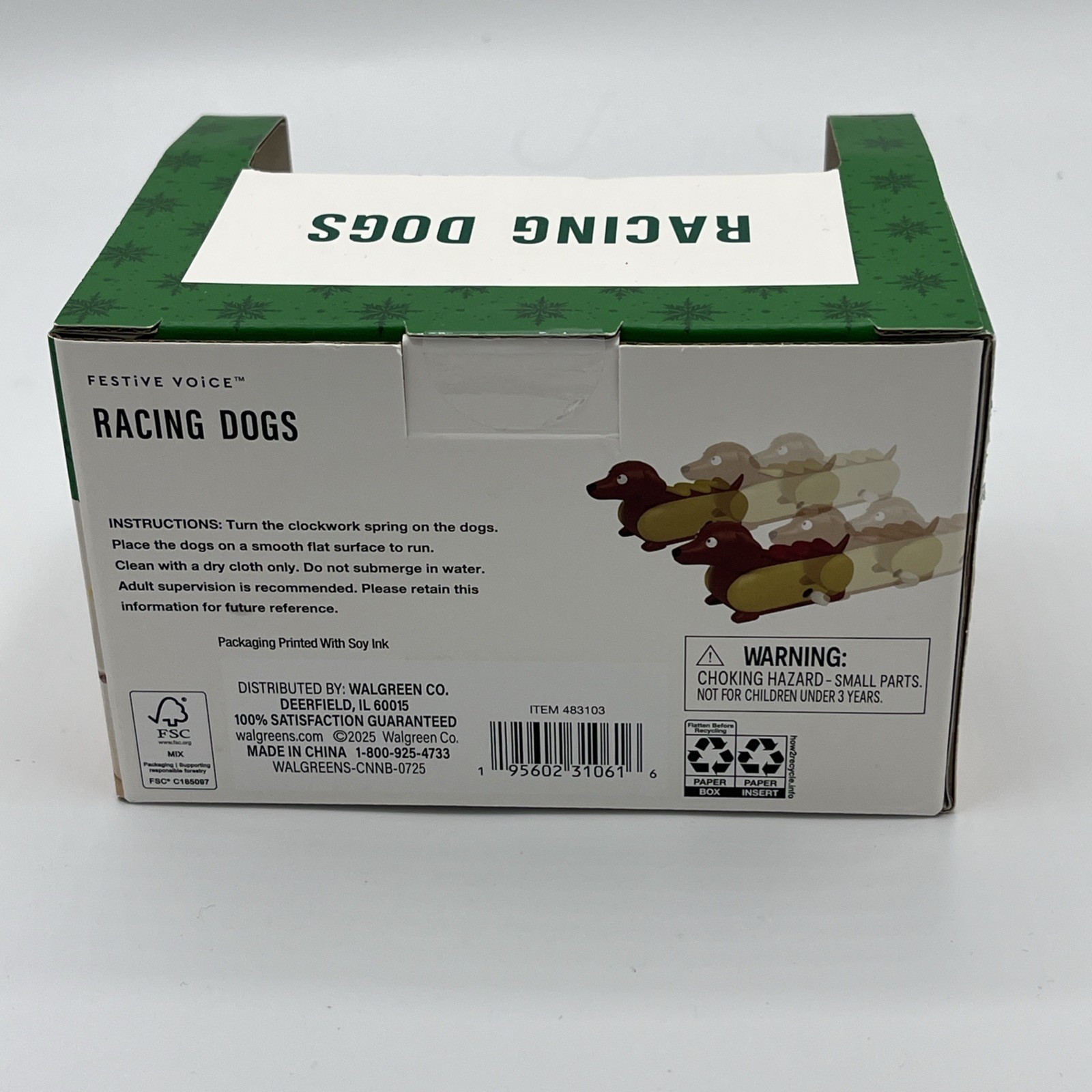 Festive Voice Racing Dogs Wind Up Toy Dachshund Hot Dog Novelty Gag Gift 2 Count