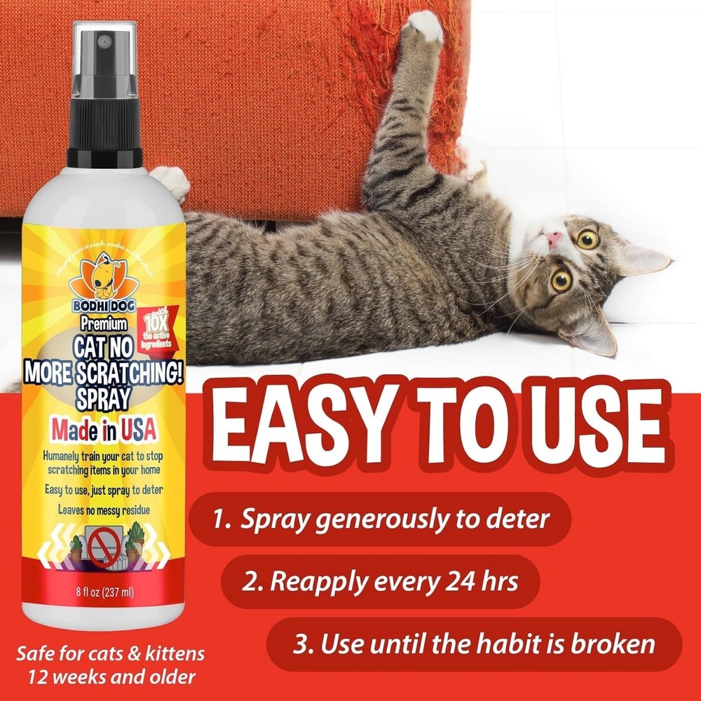 Eco-Friendly Cat Scratch Training Spray - Odor-Based Deterrent 8 Fl Oz
