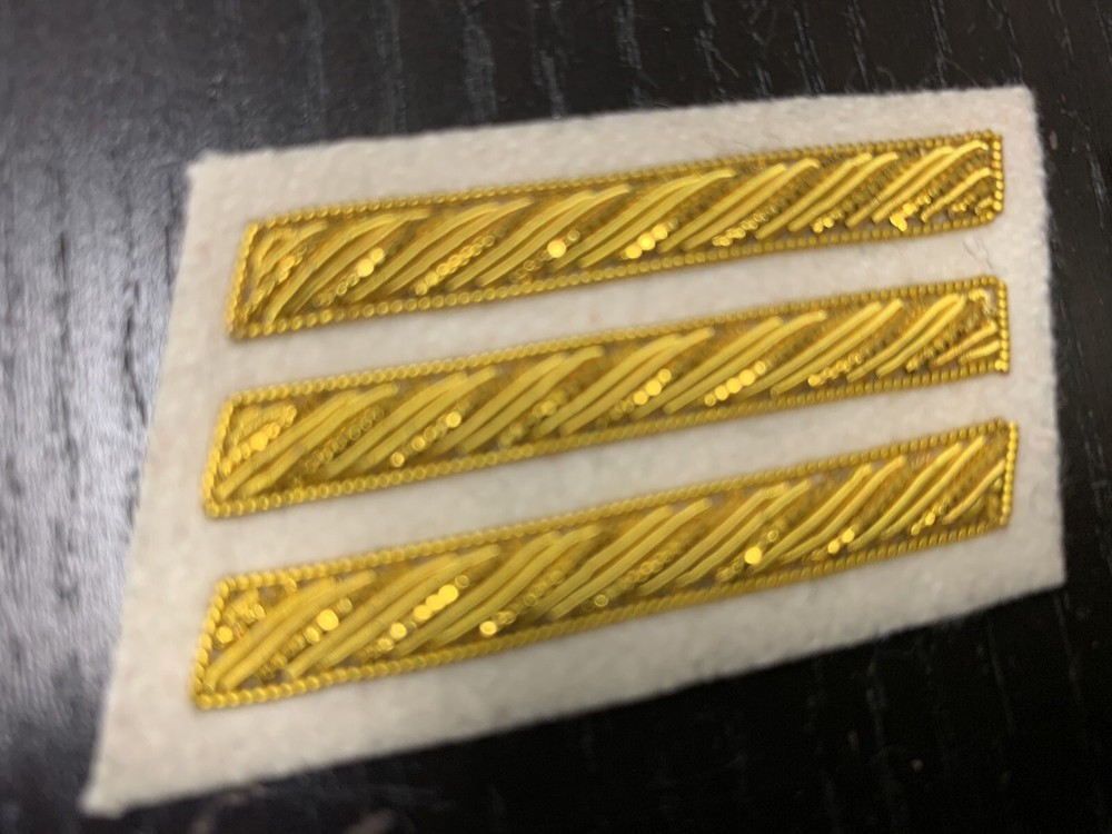 CSA Gold Embroidered Captains Bars - BUFF Background Pair - NEW