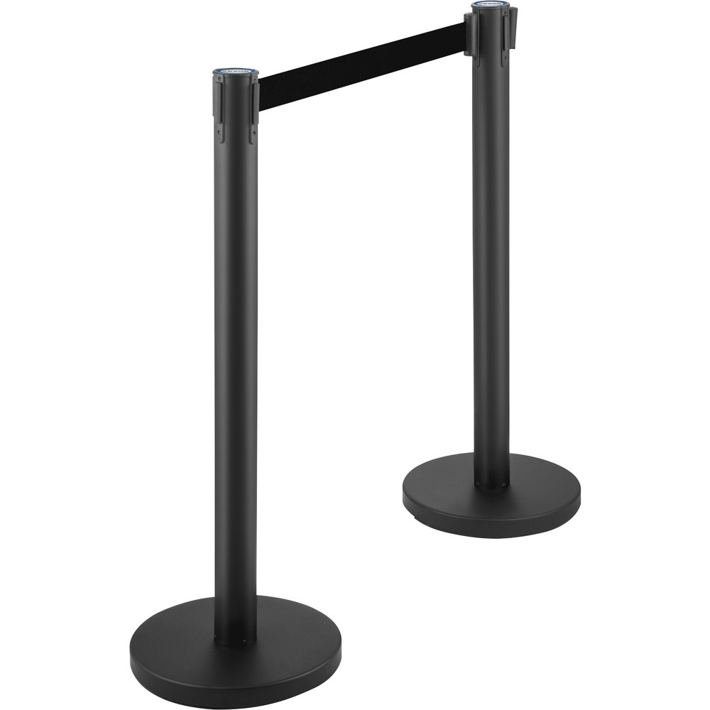 6 PCS Crowd Control Stanchion Barrier Queue Post Set w/ 6.6 ft Black Belt