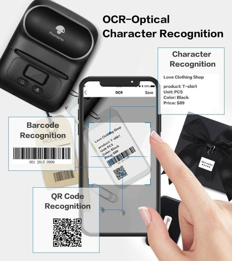 Phomemo M110 Pocket Thermal Printer Mobile Bluetooth Label Maker + 3 Rolls Paper