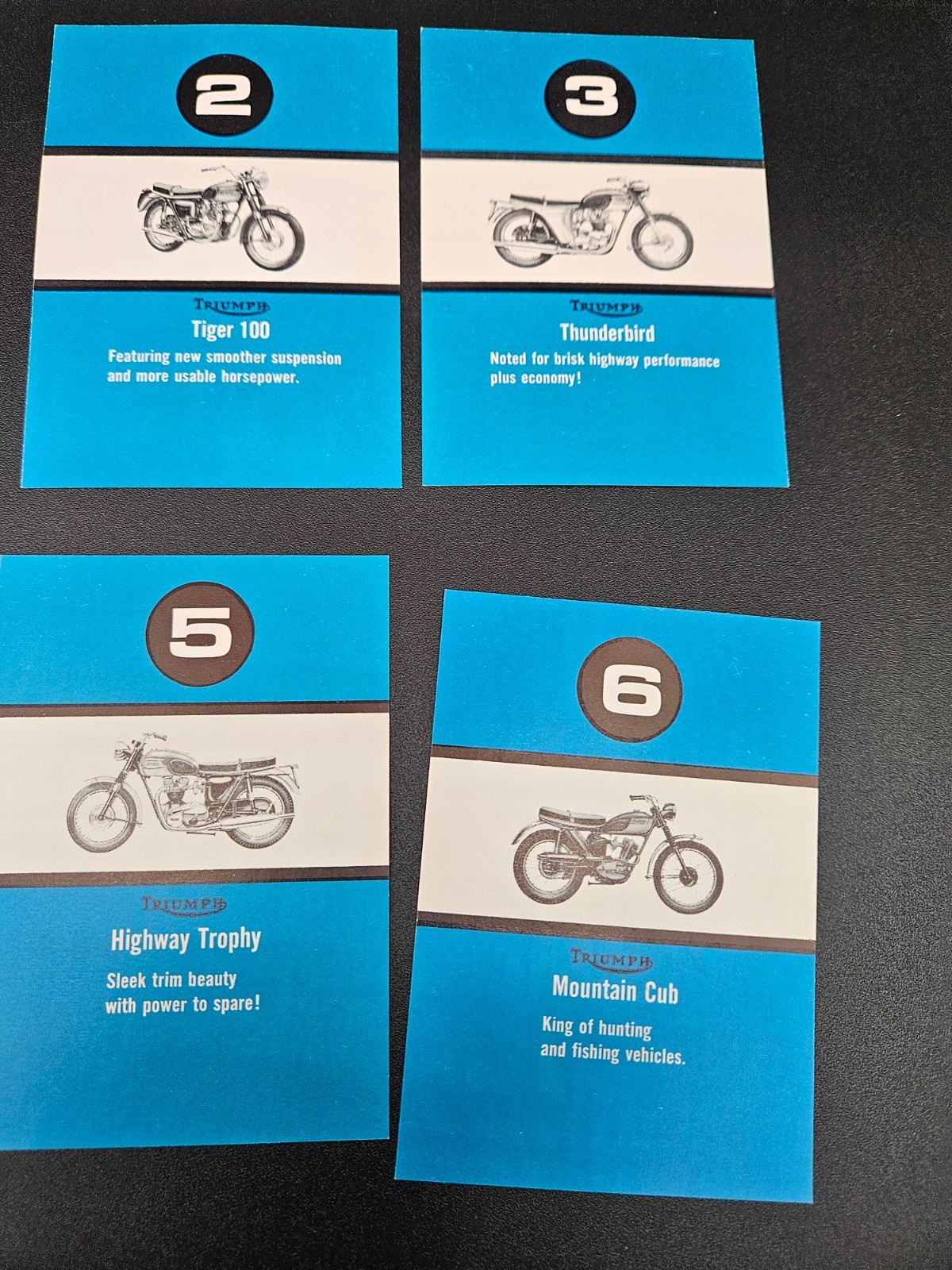 Triumph Motorcycle Magic Card Game Dealer Giveaway Set of 6 Cards