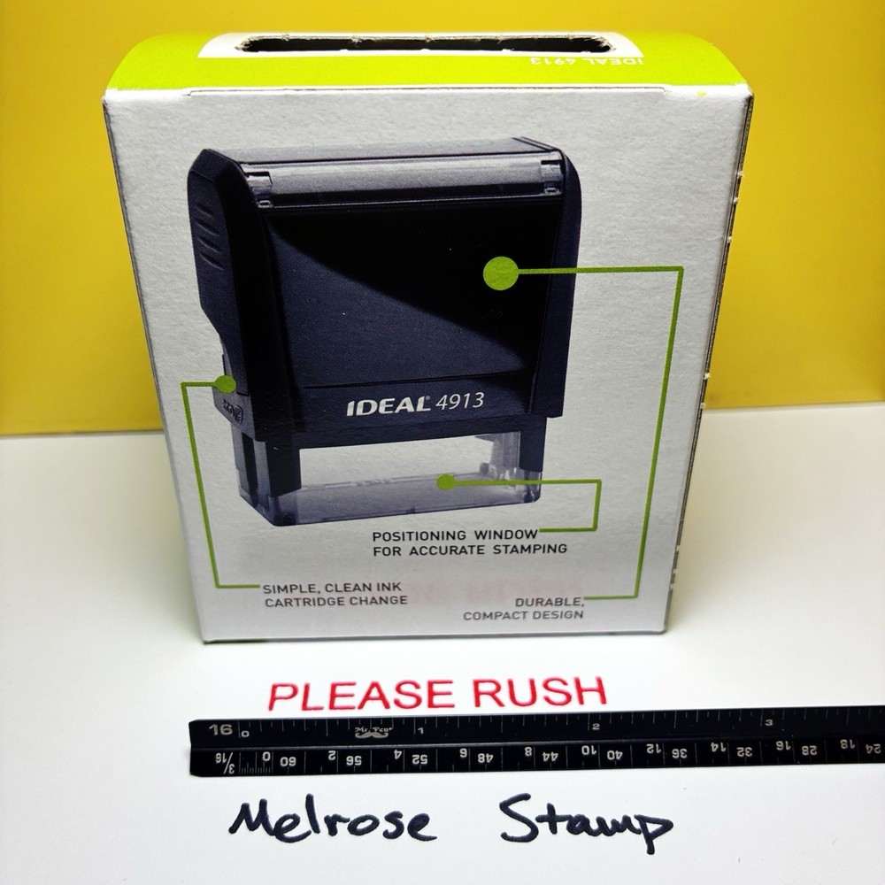 Please Rush Rubber Stamp Red Ink Self Inking Ideal 4913
