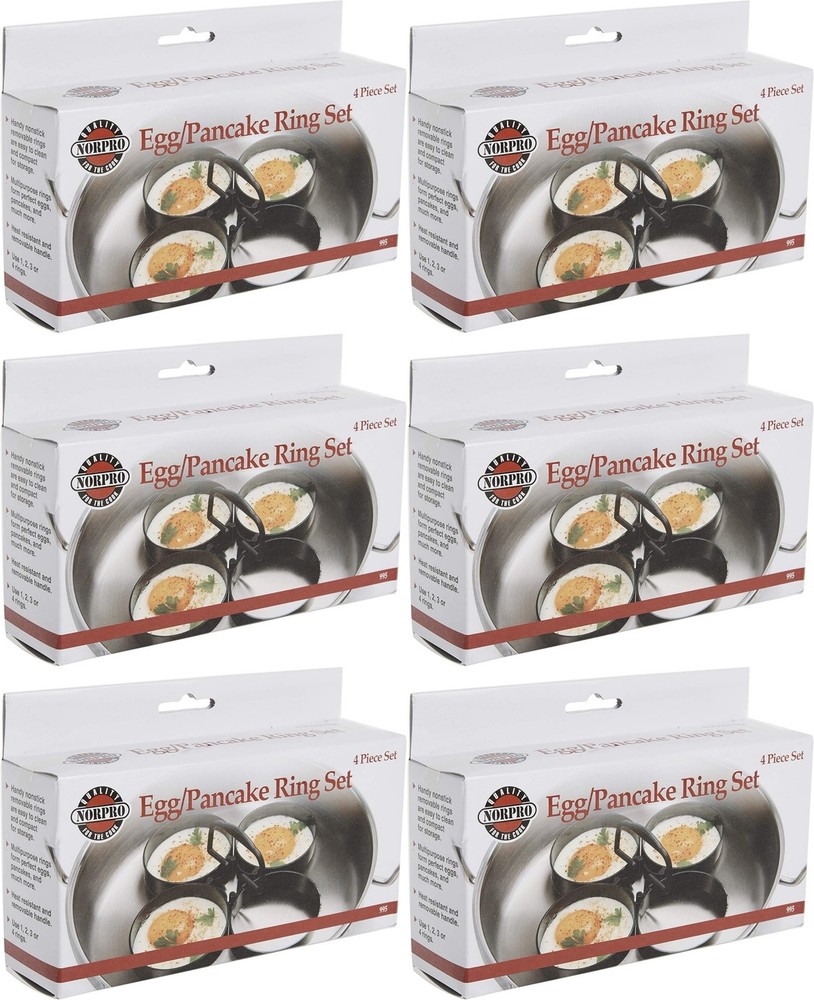 Norpro 4-Piece Nonstick Egg/Pancake Ring Set, 3.5 Inch Diameter (6-Pack)