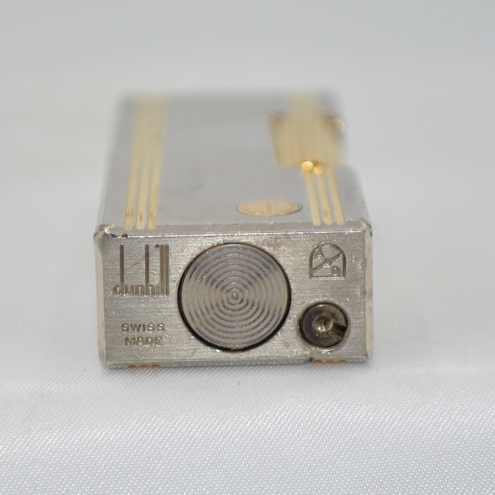 Dunhill Silver Rollagas Lighter Gold Line _ Ultrasonically cleaned_WORKING