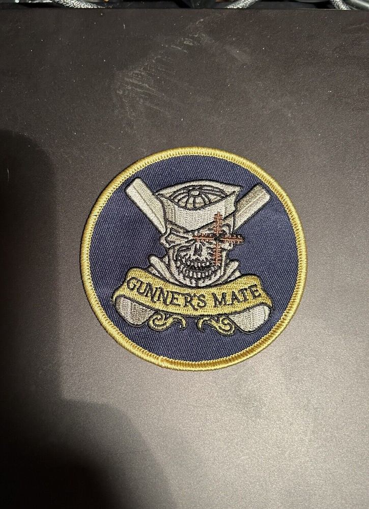 U S Navy "GUNNERS MATE" Patch 3" Round (Iron On/Sew On)