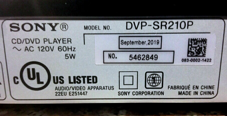 Sony DVP-SR210P Ultra Slim Progressive Scan CD & DVD Player Black Remote Control
