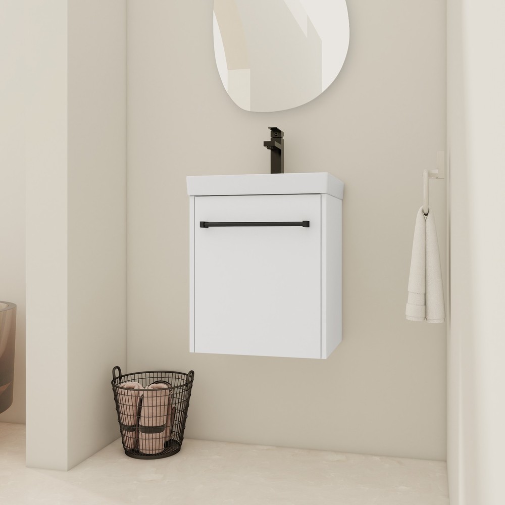 18'' Floating Wall-Mounted Bathroom Vanity with Ceramic Sink & Soft-Close Cabi