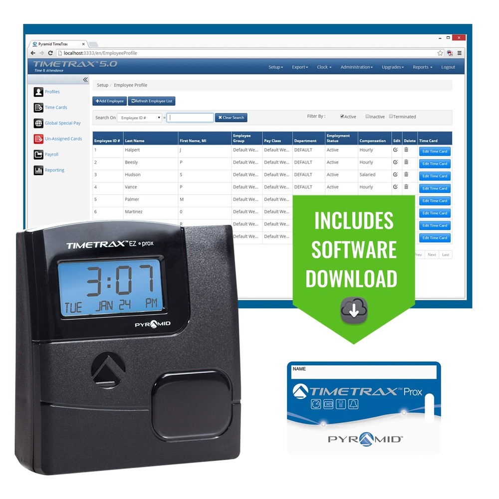 Pyramid Time Systems, PPDLAUBKN, TimeTrax Automated Proximity Time and Attend...
