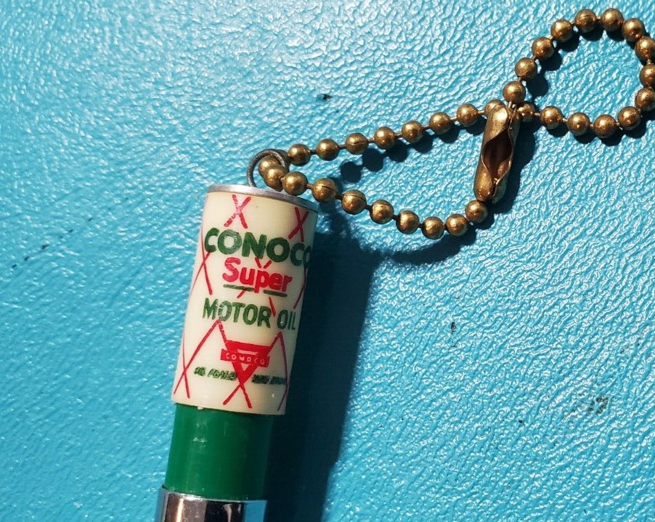 Vintage RITEPOINT PEN CONOCO SUPER MOTOR OIL Pen GAS STATION ADVERTISING Topper