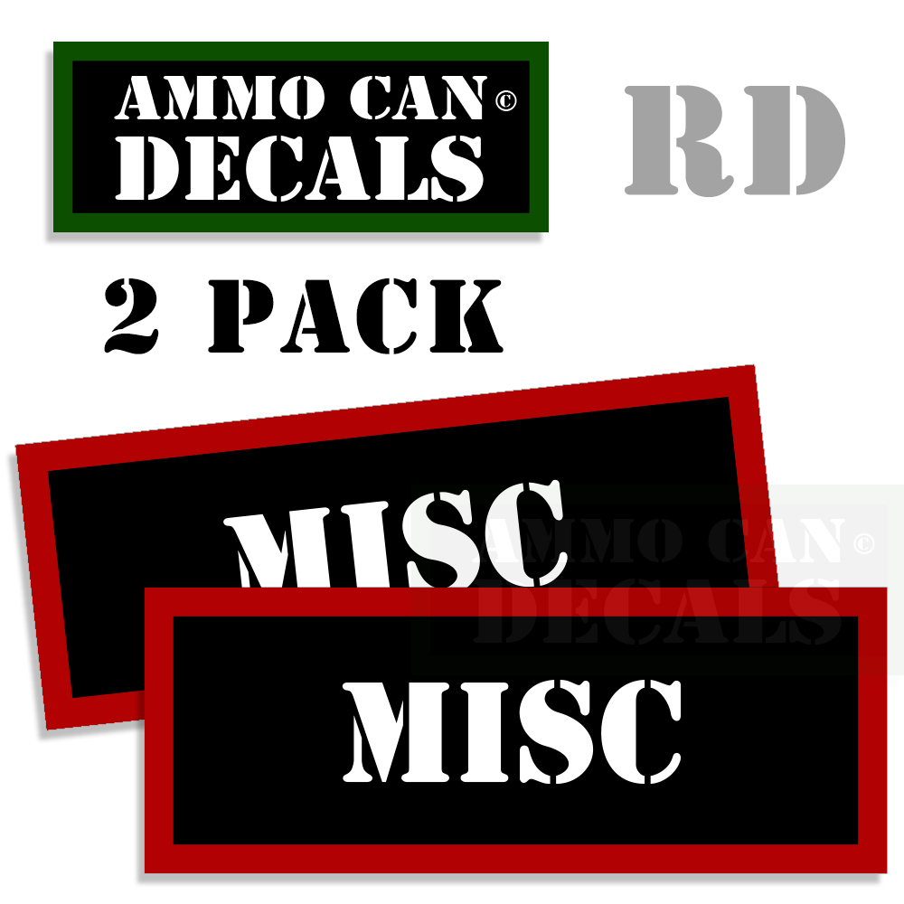 MISC Ammo Can Decals for Miscellaneous Ammunition Ammo Can Labels 3"  2 pack RED