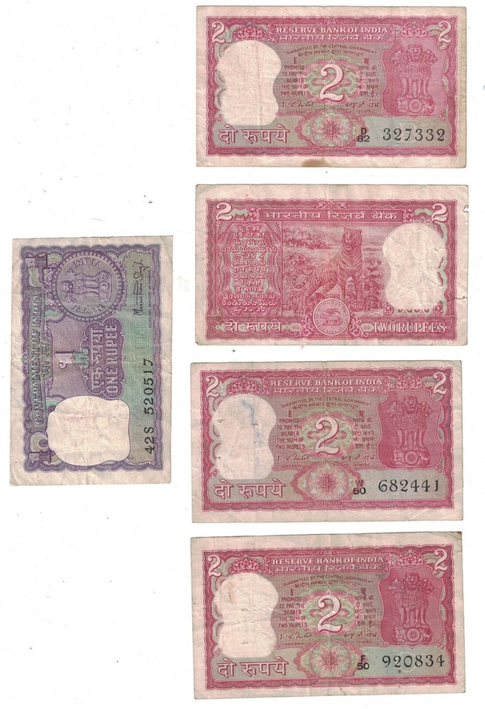 India - Group of (5) Older Banknotes