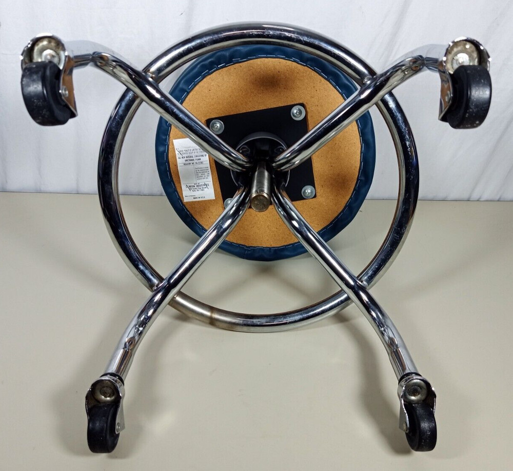 Clinton Industries Chrome Base Stool With Round Foot Ring - Royal Blue