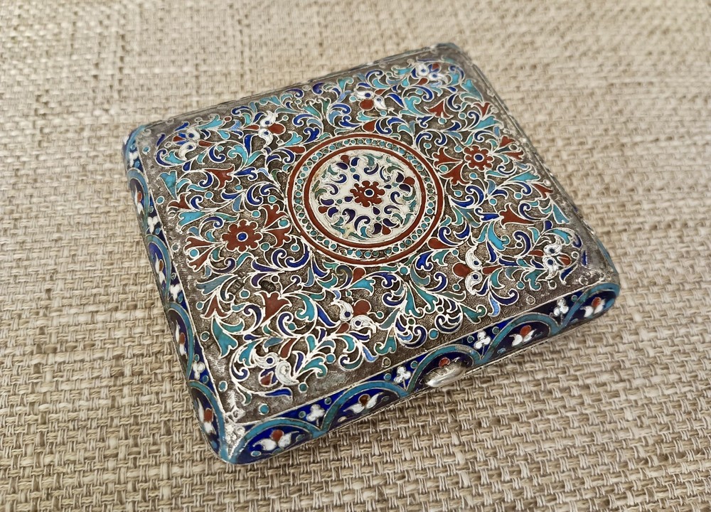 ✅ Caesarian (Old Russian) Solid Silver/Enamel Cigarette Case - RARE VINTAGE ✅
