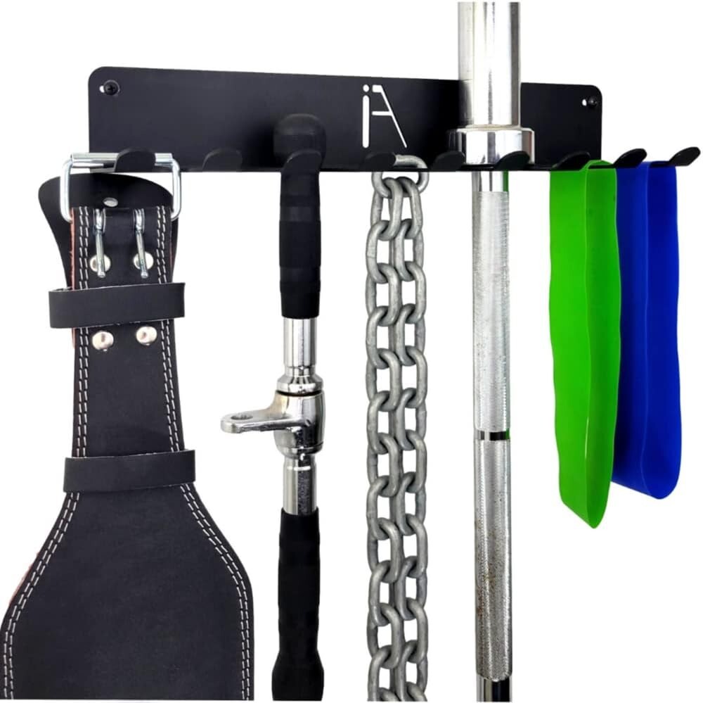 Innovative 9/11 Hook Gym Wall Rack - Secure Storage for Resistance Bands & More