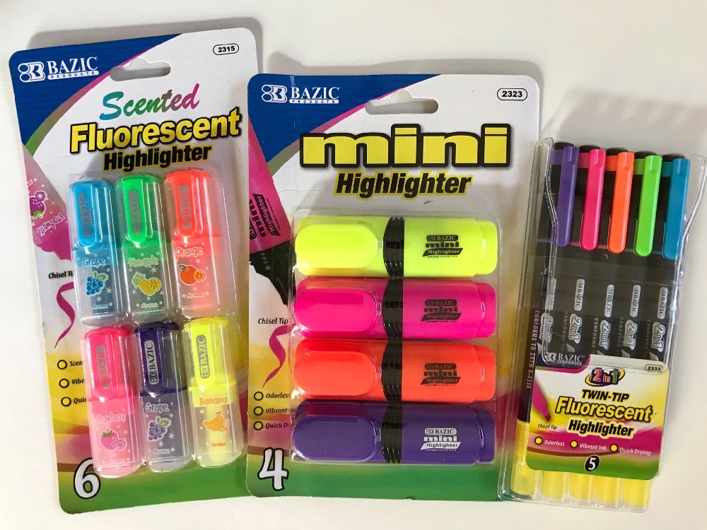 Fluorescent Chisel Tip Hi-Liter Mini Fruit Scents Twin-Tip Assorted Colors NEW