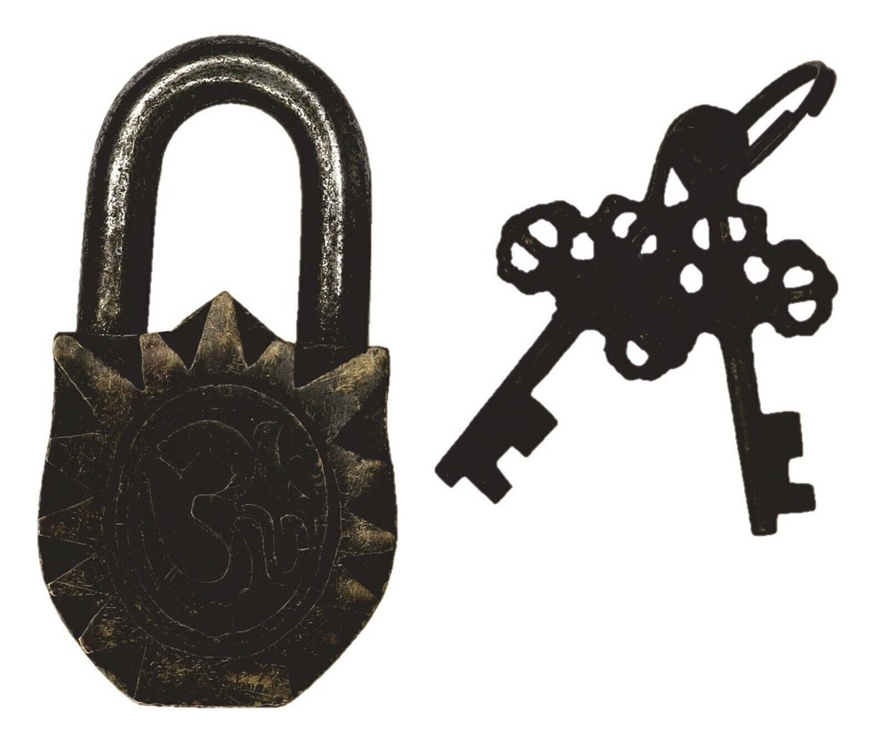 Lord Sun Engraved Security Door Lock Antique Style Handmade Solid Brass Padlock