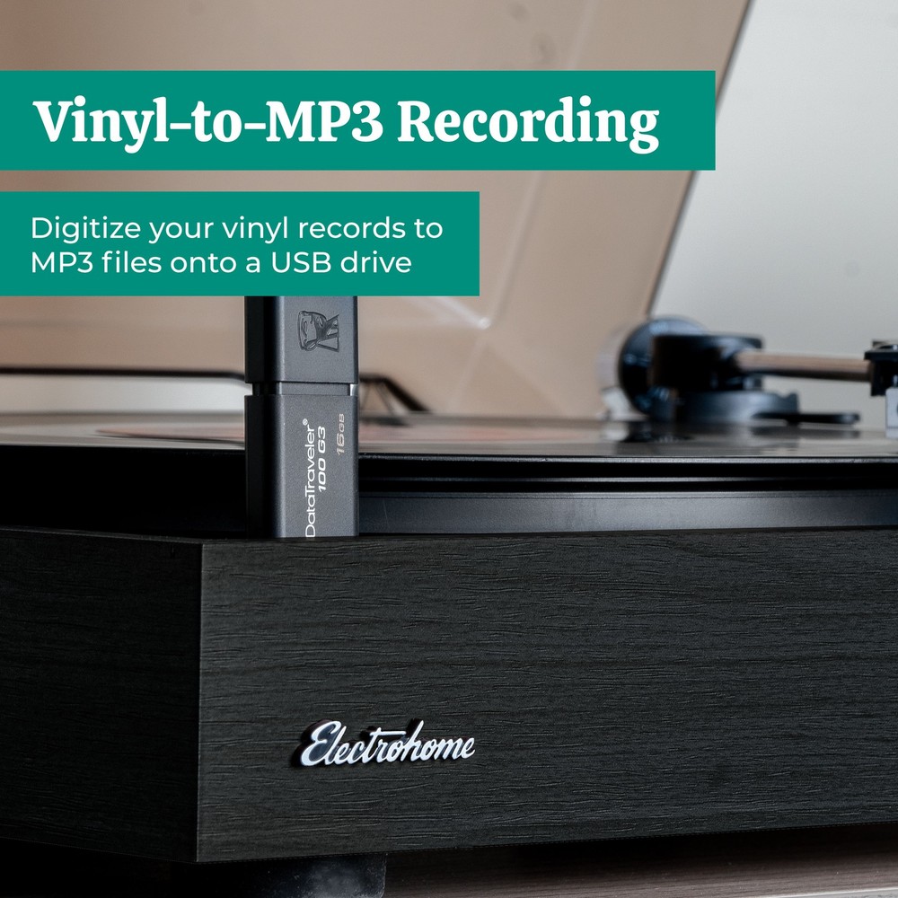 Electrohome Montrose Record Player & Berkeley- Powered Bluetooth Speakers, Black