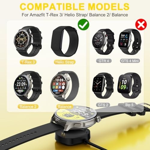 USB Type C Charger for Smartwatches - 3.3FT Replacement Cable & USB-A Adapter (2